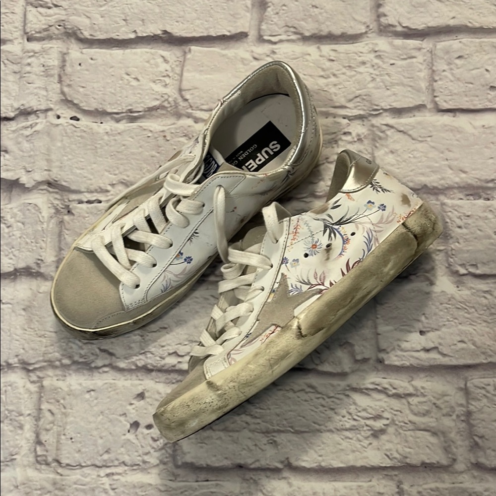 Golden Goose SuperStar Limited Size 36 Floral White Distressed Sneakers